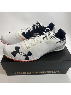 Under Armour Kick Distance Spike Track Size 13 Men 1273940-102 White Orange Ua